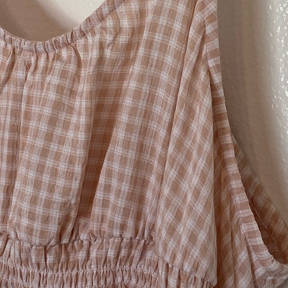 Treasure and Bond: Smocked Midi Dress In Pink Smoke Sarah Check (NWOT) - Picture 8 of 15